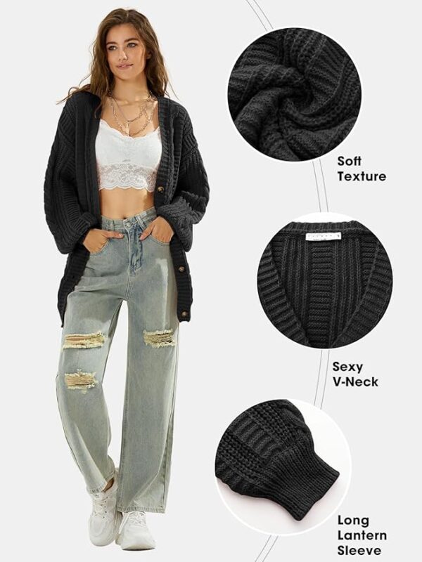 EXLURA Womens 2025 Oversized Cardigan Sweaters Fall Winter Lightweight Soft Knit Cardigan Open Front Button Outwear Coats - Image 4