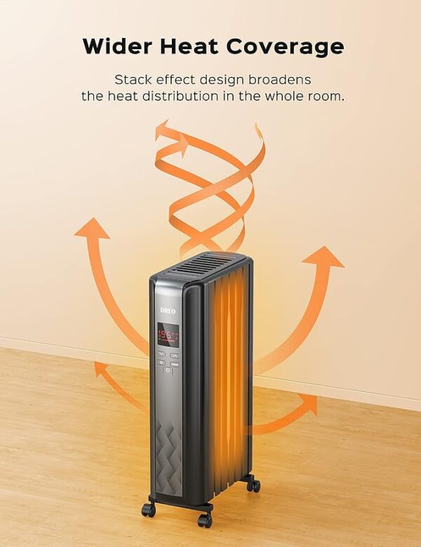 Dreo Oil Filled Radiator Heater, Electric Radiant Heater with Remote Control, 4 Modes, Overheat & Tip-Over Protection, 24h Timer, Digital Thermostat, Quiet Space Heater for Indoor Use Large Room - Image 3