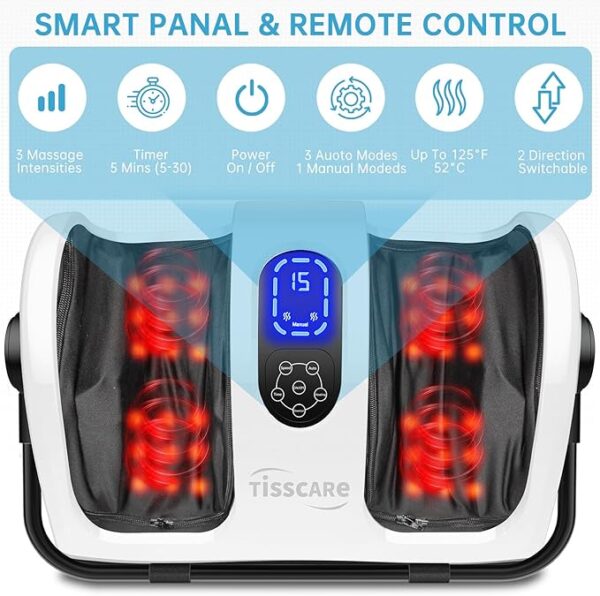 TISSCARE Shiatsu Foot Massager with Heat: Foot Massager for Plantar Fasciitis, Neuropathy, Circulation and Pain Relief, Massage Feet/Leg/Calf/Ankle at Home/Office, Valentines Day Gifts for Him/Her - Image 4