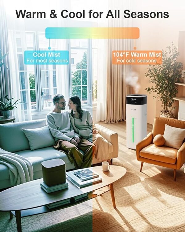 Humidifier Large Room 5.3Gal/20L - Cool and Warm Mist Humidifiers for Home 3000 sq ft, Air Humidifiers for Bedroom with Diffuser&Extended Tube, Whole House Humidifiers for Nursery Baby Plants - Image 2