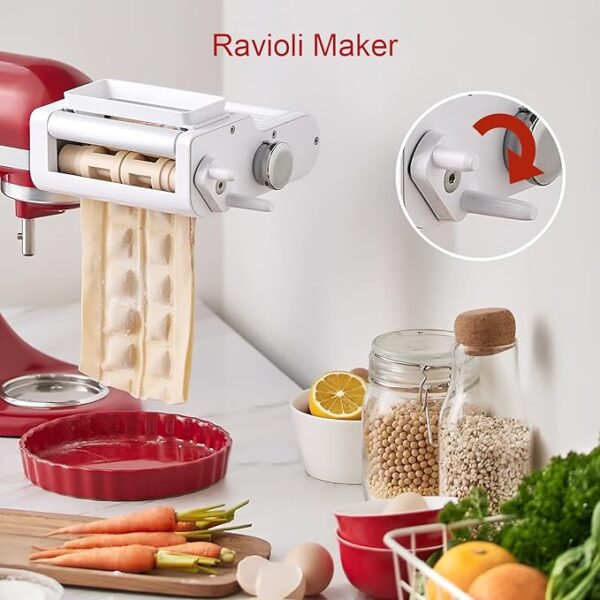 ANTREE 3-IN-1 Pasta Attachment & Ravioli Attachment for KitchenAid Stand Mixers, Pasta Maker Assecories included Pasta Sheet Roller, Spaghetti Cutter and Ravioli Maker Attachment - Image 3