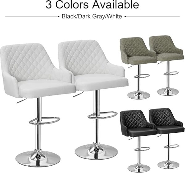 VECELO Bar Stools Set of 4, Adjustable Bar Stools with Back, Bar Height Stools for Kitchen Counter - Image 3
