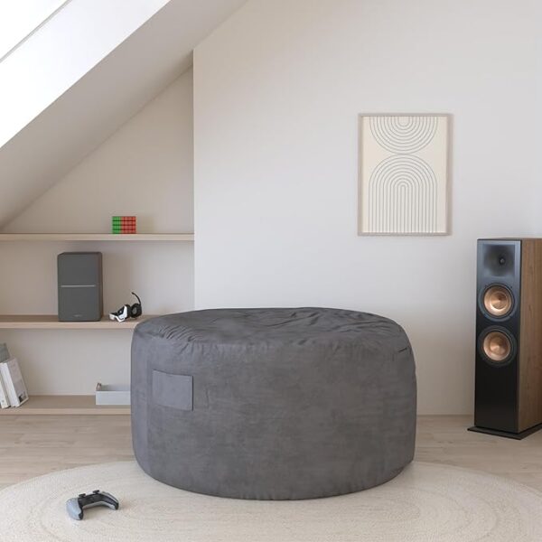 Homguava Bean Bag Chair: Giant Bean Bags with Memory Foam Filled, Large Beanbag Chairs Soft Sofa with Dutch Velet Cover 6FT(58"×58"×28")-Grey - Image 5