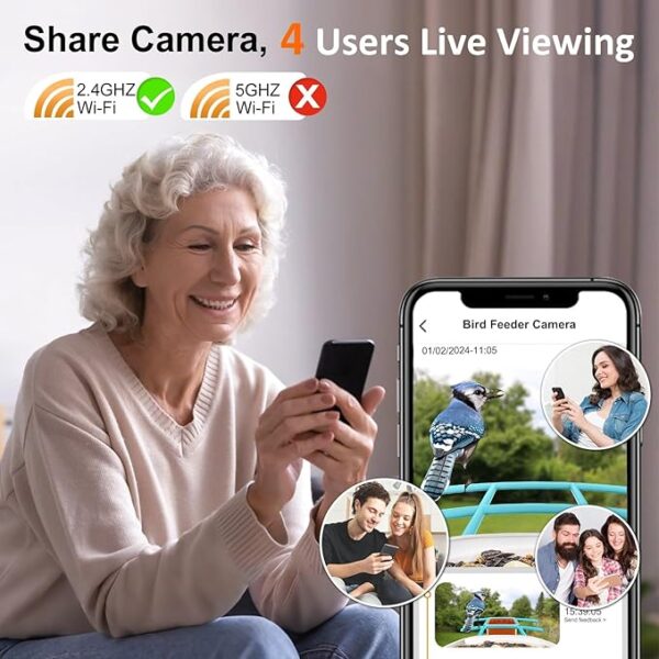 birdsnap® TUC- Bird Feeder with Camera 2K Live Stream 160°View with Solar Panel 32GB Card 4-in-1 Perch, Auto Notify AI Identify 10000+ Bird Watching Camera 2.4G WiFi Wireless Outdoor for Bird Lover - Image 3