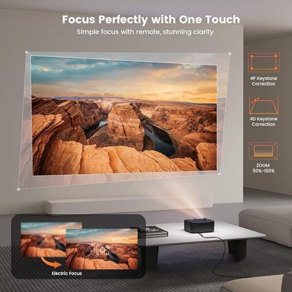 [Netflix-Licensed/Dolby Audio]Outdoor-Projector4K with Wifi 6 and Bluetooth,ONOAYO 800ANSI Native 1080P Portable Projector,Built-in Netflix/YouTube/PrimeVideo, Electric Focus Keystone Smart Projector - Image 5