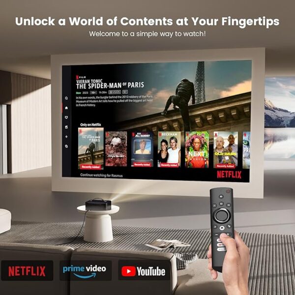 [Netflix-Licensed/Dolby Audio]Outdoor-Projector4K with Wifi 6 and Bluetooth,ONOAYO 800ANSI Native 1080P Portable Projector,Built-in Netflix/YouTube/PrimeVideo, Electric Focus Keystone Smart Projector - Image 3