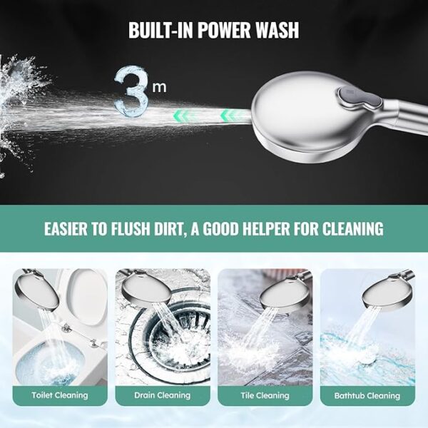 Filtered Shower Head with Handheld, High Pressure 9 Spray Mode Chrome Showerhead with Filters,detachable shower head,Water Softener Filters Beads for Hard Water -Remove Chlorine - Image 5