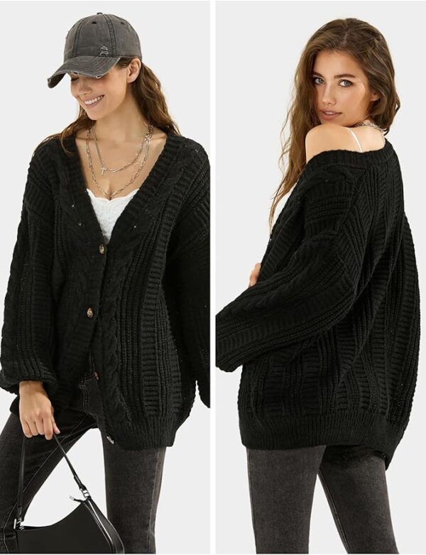 EXLURA Womens 2025 Oversized Cardigan Sweaters Fall Winter Lightweight Soft Knit Cardigan Open Front Button Outwear Coats - Image 5