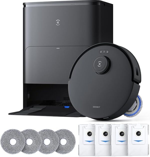 ECOVACS DEEBOT T30S Care Robot Vacuum and Mop, 11000Pa, ZeroTangle Technology, TruEdge Adaptive Edge Mopping, Hot Water Mop Washing, Self-Emptying, Self Refilling, Auto-Mop Lifting, Obstacle Avoidance