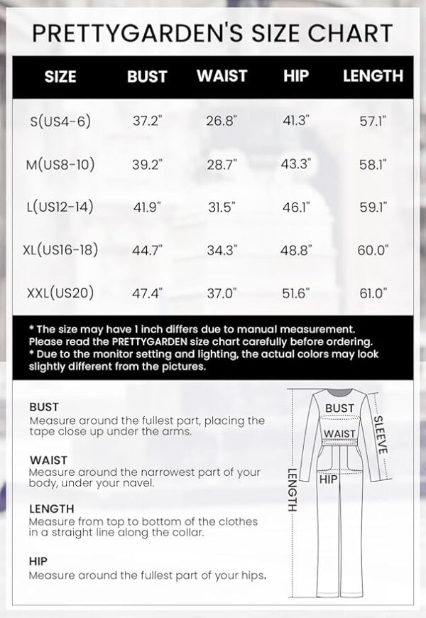 PRETTYGARDEN Women's Fall Jumpsuits Casual Dressy One Piece Outfits V Neck Long Sleeve Belt Pockets Long Pants Romper - Image 6