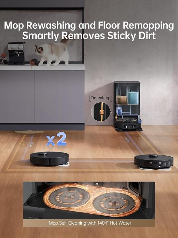 dreame X30 Ultra Robot Vacuum and Mop Combo, 8300Pa Suction, Mop Extend and Mop Self Cleaning with 140°F Water, Removable & Liftable Mop, Self Refilling, Mop Self Drying, Smart Carpet Cleaning - Image 2