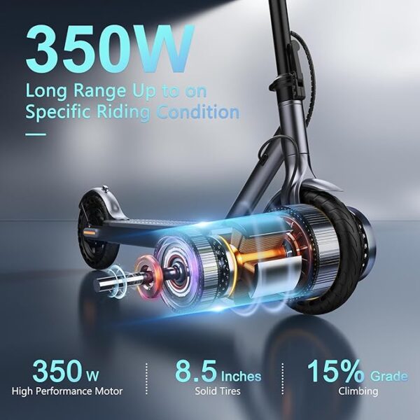 Electric Scooter Adult Basic/with Dual Suspension, Powerful 350W/500W Motor, Max Range 22-28 Miles, Max 19/21 MPH, Dual Braking System, Portable Folding Commuting - Image 3