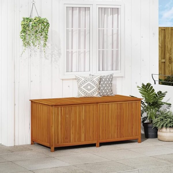 vidaXL Outdoor Storage Box, [Load Capacity Gallon] Deck Box with Gas-Lift Lid, Storage Chest with Water-Resistant Zippered Bag Inside, 68.9''x31.5''x29.5'', Solid Acacia Wood - Image 3