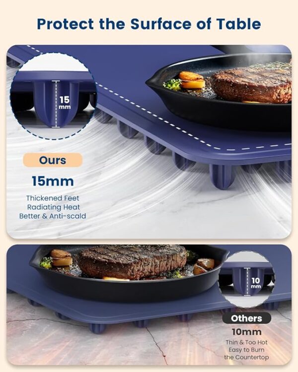 Food Warming Mat - Fast Heating Silicone Electric Warming Tray with 4 Level Temperature, Raised Feet Protects Table, Roll Up Buffet Hot Plates Heat Pad, Portable Food Warmer for Parties Home Travel - Image 4