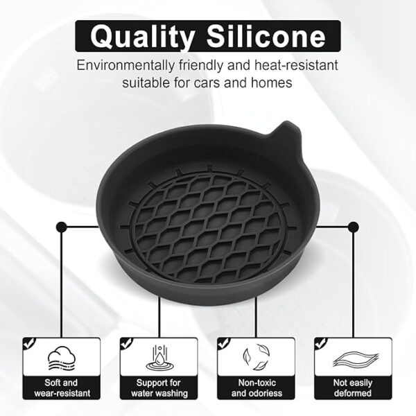 SINGARO Car Cup Holder Coaster, Silicone Cup Holder Insert, Universal Non-Slip Cup Holders, Car Accessories Interior for Women and Man Interior Sets 4 Pack Black - Image 4