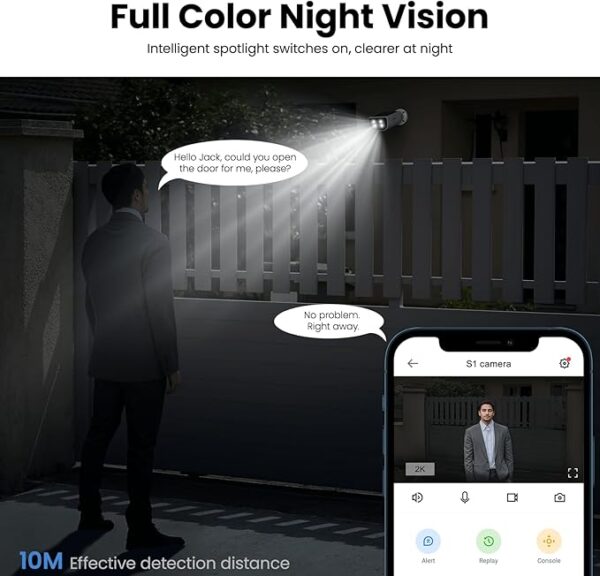 Cameras for Home Security-2K Wireless Security Camera Outdoor with AI Motion Detection & Siren, Non-Stop Solar Powered Charging, Color Night Vision, SD/Cloud Storage, Waterproof, S1 4P - Image 5