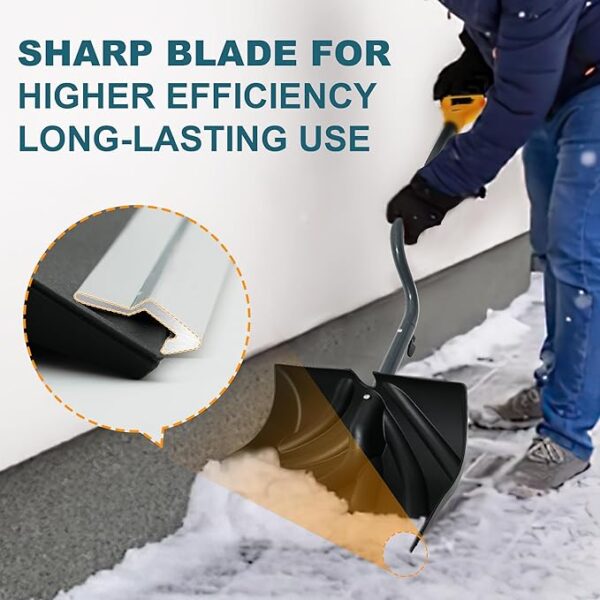 Snow Shovel for Driveway 17-Inch Wide Ergonomic Heavy Duty Snow Removal Winter Tool 57” Long with Bent Handle Aluminum Edge Sharp Blade for Car Garage - Image 6