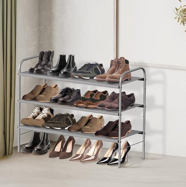 Simple Houseware 3-Tier Shoe Rack Storage Organizer, Grey - Image 2
