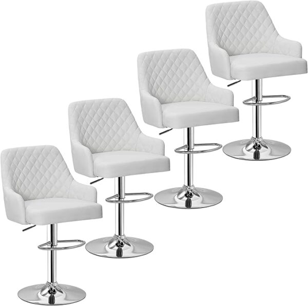 VECELO Bar Stools Set of 4, Adjustable Bar Stools with Back, Bar Height Stools for Kitchen Counter