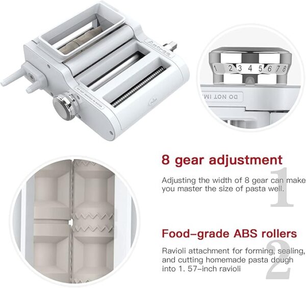 ANTREE 3-IN-1 Pasta Attachment & Ravioli Attachment for KitchenAid Stand Mixers, Pasta Maker Assecories included Pasta Sheet Roller, Spaghetti Cutter and Ravioli Maker Attachment - Image 5