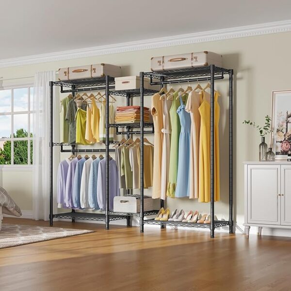 VIPEK V6 Wire Garment Rack Heavy Duty Clothes Rack with Shelves, Freestanding Portable Closet Wardrobe Closet Rack for Hanging Clothes, Adjustable Metal Clothing Rack Space Saving Load 850LBS, Black - Image 5