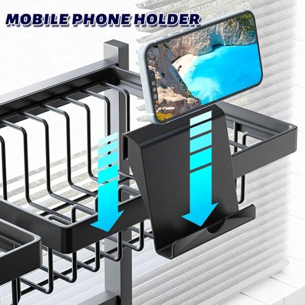 ADBIU Over The Sink Dish Drying Rack (Expandable Height and Length) Snap-On Design 2 Tier Large Dish Rack - Image 2