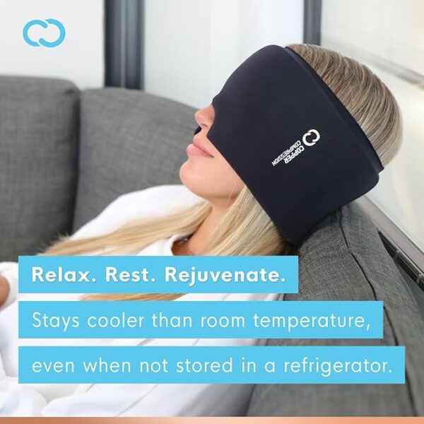 Copper Compression Copper Freeze Migraine Relief Mask Cap w/Cryo Compression - Reusable 360° Ice Pack Band for Headaches - Eases Nausea, Sinus Pressure, Tension - Gift for Women, Men, Moms - One Size - Image 3