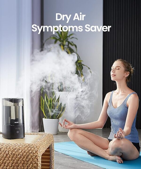 Humidifiers for Bedroom, Cool Mist Humidifier for Home Plant and Baby Nursery, Quiet Ultrasonic Humidifier with 360° Nozzle, Auto Shut-Off, Filterless, Black - Image 4