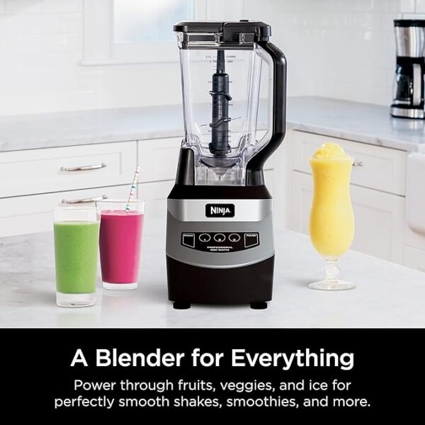Ninja Blender, For-Smoothies, Salsa, Shakes, Slush, and-Frozen Drinks, Blender, Pitcher, and-Lid, Blender for-Kitchen, Crushes Ice, Fruit, and-Veggies, 1000-Watt, Dishwasher Safe, Black, NJ601AMZ​ - Image 4