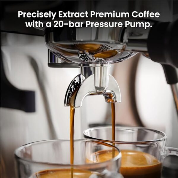 Kismile Espresso Machines with Grinder, 20 Bar Professional Espresso Maker with Removable Water Tank,Milk Frother Steam Wand for Latte&Cappuccino,Ideal for Home/Office(BLACK) - Image 5