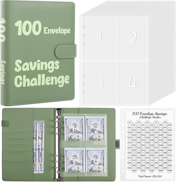 SKYDUE A5 100 Envelopes Challenge Binder and 360 Degree Rotating Desk Organizer Bundle Sales - Image 2
