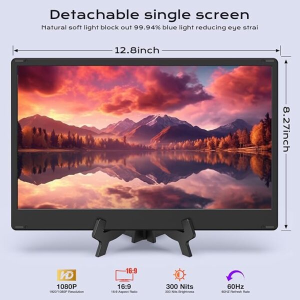 Laptop Screen Extender, 14" FHD 1080P Laptop Monitor Extender, Stretchable Base and Detachable Screen, Plug & Play, Triple Screen Extender Portable Laptop Compatible with Windows, Mac, Chrome - Image 3