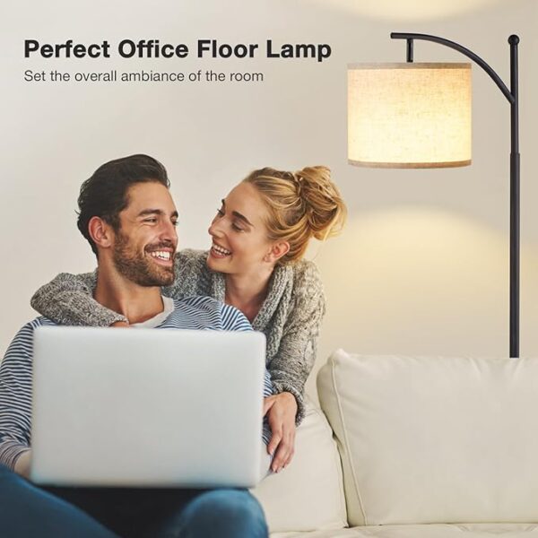 Ambimall 60" Floor Lamps for Living Room with 3 Color Temperatures, Standing Lamp Tall with Adjustable Linen Shade, Tall Lamps for Living Room Bedroom Office Classroom Dorm Room(9W Bulb Included) - Image 3