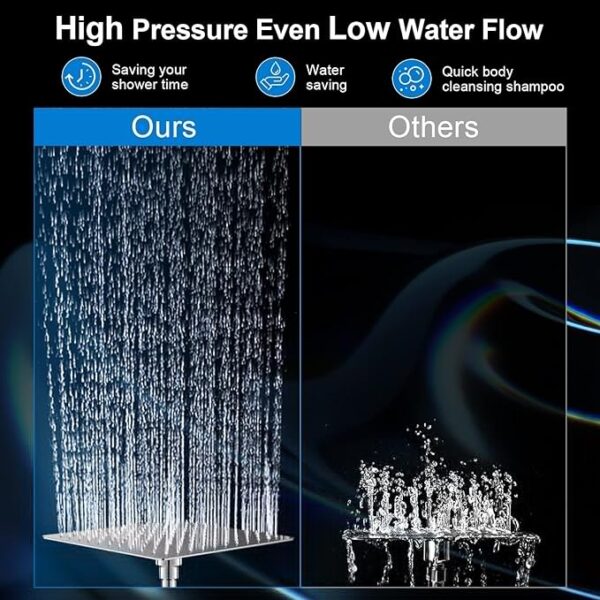 Shower Head Combo,10 Inch High Pressure Rain Shower Head with 11 Inch Adjustable Extension Arm and 5 Settings Handheld ,Powerful Shower Spray Against Low Pressure Water with Long Hose - Image 5