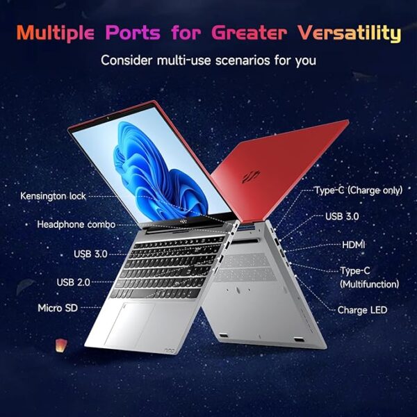NIMO 15.6'' FHD IPS Student Laptop, 16GB RAM 1TB SSD, Intel Pentium Quad-Core N100(Beat to i3 1115G4, Up to 3.4GHz), 2 Years Warranty, Fingerprint, Backlit Keyboard, Wi-Fi 6，Win 11, Red - Image 3
