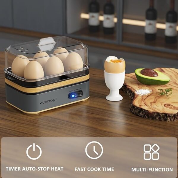 Rapid Egg Cooker Electric 6 Eggs Capacity, Soft, Medium, Hard Boiled, Poacher, Omelet Maker Egg Poacher With Auto Shut-Off, BPA Free - Image 3