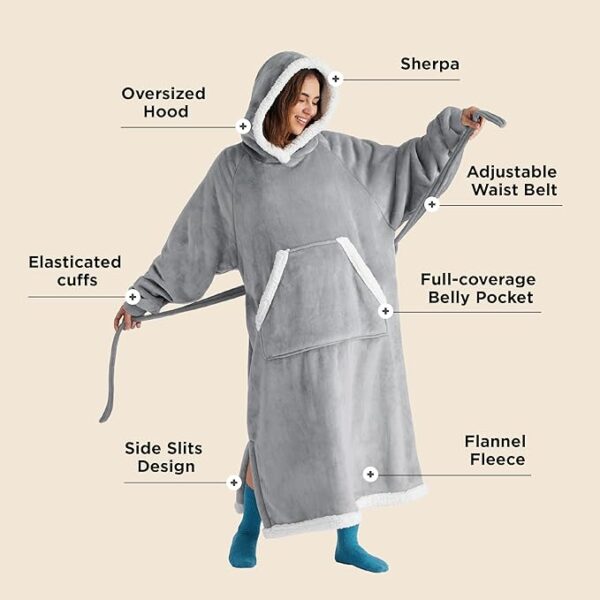 Bedsure Wearable Blanket Hoodie and Strawberry Shaggy Sherpa Blanket Hoodie for Women - Image 7
