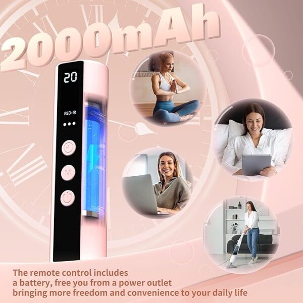 LED Face Mask Light Therapy, 4 Modes Portable Red Light Therapy for Face with 2000mAh Rechargeable Remote, Blue, Orange, 850NM Infrared & Red Light Mask, 400 LEDs for Anti-Aging, at Home - Image 3