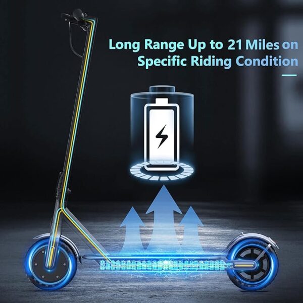 Electric Scooter Adult Basic/with Dual Suspension, Powerful 350W/500W Motor, Max Range 22-28 Miles, Max 19/21 MPH, Dual Braking System, Portable Folding Commuting - Image 4
