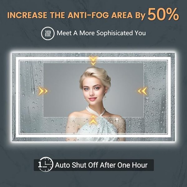 New LED Bathroom Mirror 72x36 Inch with Front and Backlit, CRI 90+, 3 Colors & Stepless Dimmable Lighted Bathroom Mirror, Anti-Fog, Memory, Top-Grade Tempered Glass, Rotatable - Image 2