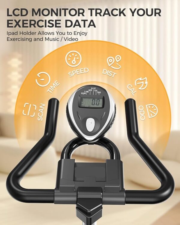 pooboo Exercise Bike, Adjustable Magnetic/Brake Pad Resistance Silent Belt Drive, Indoor Cycling Bike for Home Cardio, Fitness Stationary Bike with 350lbs/300lbs Weight Capacity &Upgraded Version Seat - Image 4