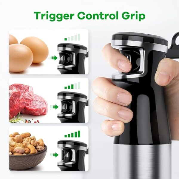 Immersion Blender Handheld Corded Hand Blender 1100W, Trigger Variable Speed 5 in 1 Stick Blender, Emulsion Blender with Chopper, Whisk and Frother for Soup, Baby Food and Smoothies - Image 2