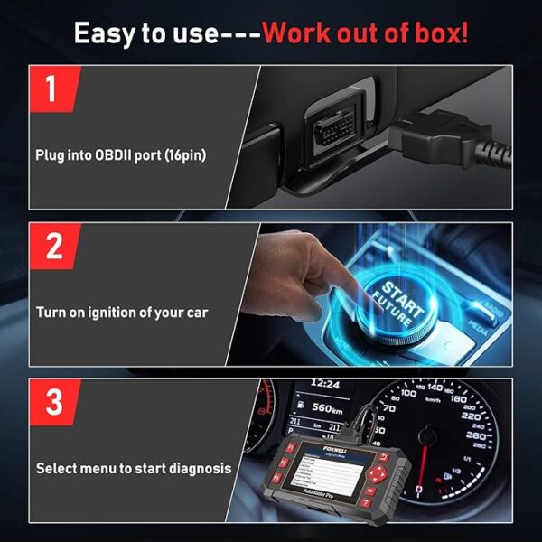 FOXWELL Car Scanner NT604 Elite OBD2 Scanner ABS SRS Transmission, Check Engine Code Reader,Diagnostic Scan Tool with SRS Airbag Scanner, Car Diagnostic Scanner for All Cars with Battery Test - Image 5