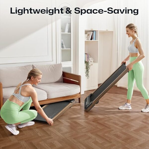 UREVO 2024 New Wood Walking Pad with Smart APP, Under Desk Treadmill for Home Office, Portable Treadmill Walking, 2.25HP Walking Jogging Machine with Remote Control LED Display, 265 Lbs Capacity - Image 2