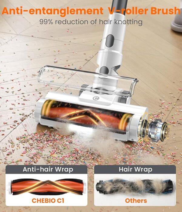 Cordless Vacuum Cleaner, 30Kpa Vacuum Cleaners for Home, Max 50 Mins Runtime, Anti-Tangled Stick Vacuum, Lightweight Vacuum for Carpet, Hard Floor - Image 4