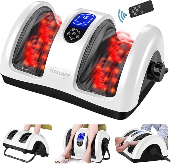 TISSCARE Shiatsu Foot Massager with Heat: Foot Massager for Plantar Fasciitis, Neuropathy, Circulation and Pain Relief, Massage Feet/Leg/Calf/Ankle at Home/Office, Valentines Day Gifts for Him/Her