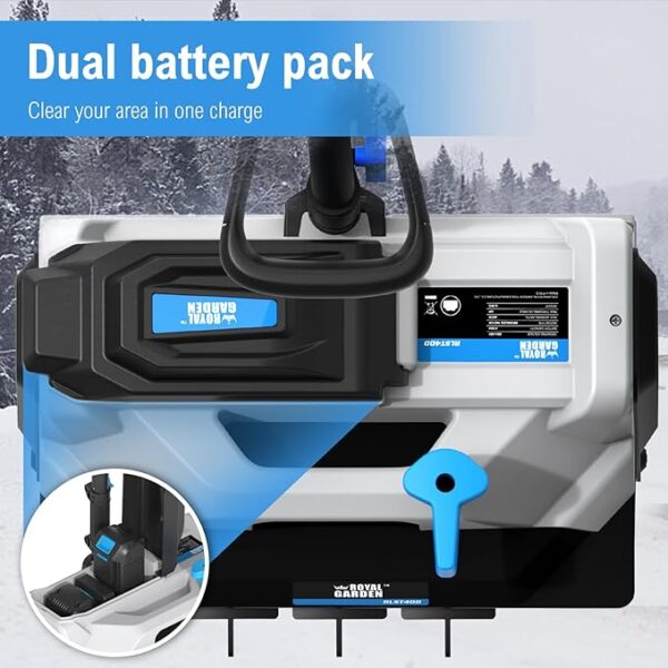 ROYAL GARDEN Cordless Snow Shovel, 40V 16” Brushless Snow Blower with Directional Plate (2 * 20V 4.0Ah Battery & Dual Charger Included) - Image 4