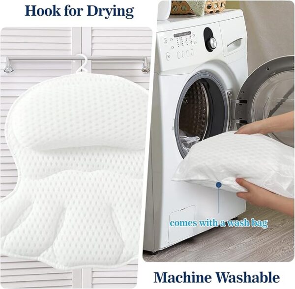 Bath Pillow Bathtub Pillow, Luxury Bath Pillows for Tub Neck and Back Support, Bath Tub Pillow Headrest with Soft 4D Mesh Fabric and Non-Slip Suction Cups, Relaxing Bath Accessories Spa Gifts - Image 4
