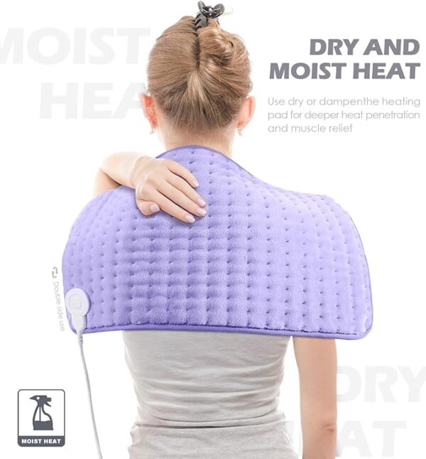 Heating Pad for Back Pain Cramps Relief - Electric Heating Pad for Neck/Shoulder/Muscle Pain - 6 Heat Settings, Auto Off, Moist Heat Options, Machine Washable, Christmas Gifts for Women,Mom,Sister -XL - Image 2