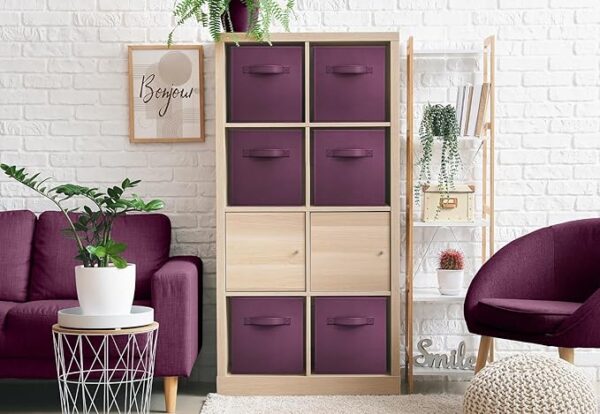 Sorbus Fabric Storage Cubes - 6 Foldable Storage Bins for Organizing Pantry, Cubbies, Toy Box - Clothes Storage & Closet Organizer - 13 Inch Collapsible Cube Baskets for Shelves with Handle - Image 4